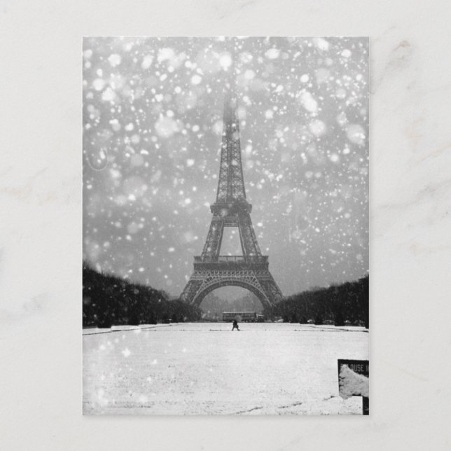 Cartão Postal Tour Eiffel sous la neige 1964 - Robert Doisneau (Frente)