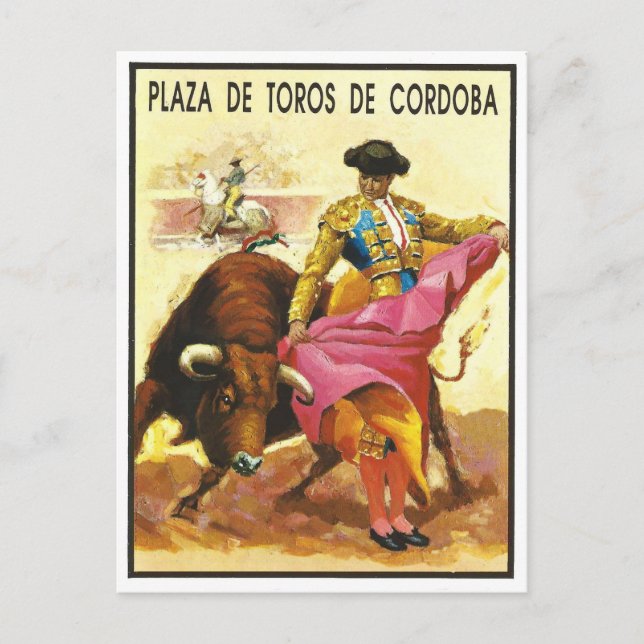 Cartão Postal tourada, Plaza del Toros, Córdova, Espanha (Frente)