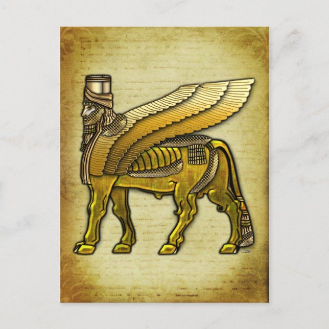 Cartão Postal Touro Alado Babilônico Lamassu (Frente)