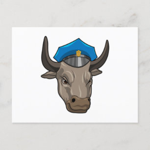 Cartão Postal Touro como policial Polícia
