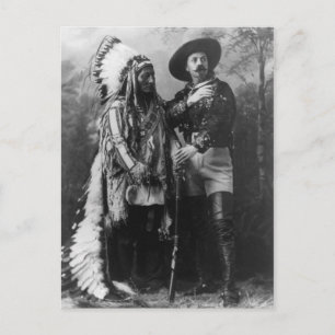 Cartão Postal Touro Sentado e Retrato do Buffalo Bill de 1885