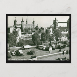 Cartão Postal Tower of London and Bridge, England Vintage