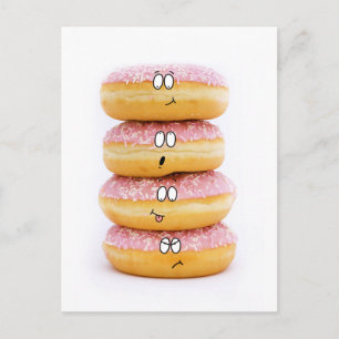 Cartão Postal tower of pink doughnut characters postcard