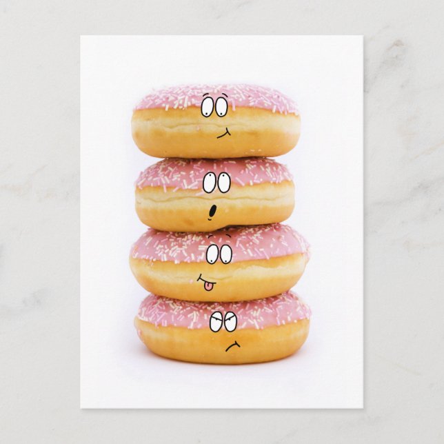 Cartão Postal tower of pink doughnut characters postcard (Frente)