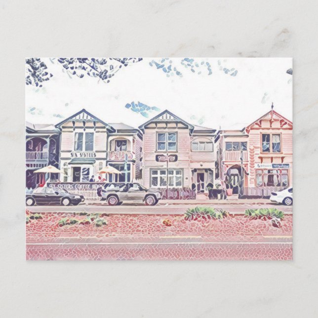 Cartão Postal Townhouses de madeira em Napier (Frente)