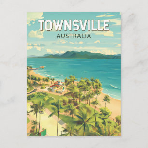 Cartão Postal Townsville Austrália Viagem Arte Vintage