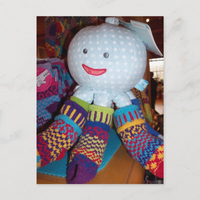 Cartão Postal Toy Octopus Vestindo Meias (Frente)