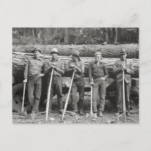 Cartão Postal Trabalhadores da serraria de Idaho, 1939
