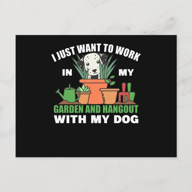 Cartão Postal Trabalhando No Jardim E Saindo Com O Cão (Frente)