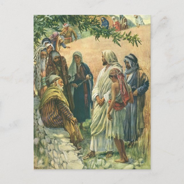 Cartão Postal Trabalhando no Sabá, Religião Vintage (Frente)