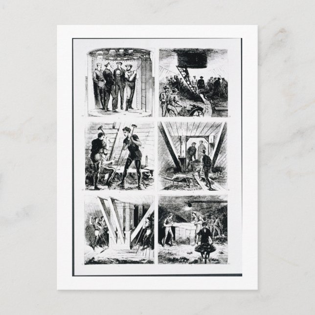 Cartão Postal Trabalhar dentro das caisson, construindo Brooklyn (Frente)