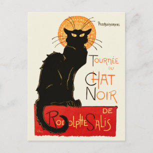 Cartão Postal Trabalho de arte Clássico de Gato Negro Steinlen