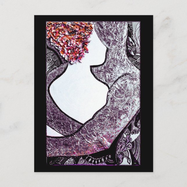 Cartão Postal Trabalho de arte de abraço entre casais, preto e b (Frente)