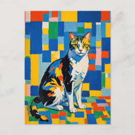 Cartão Postal Trabalho de arte de Gatos Geométricos Modernos