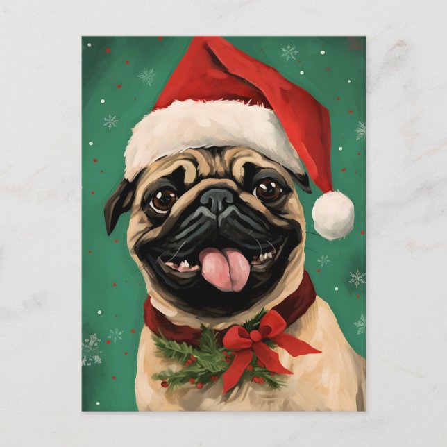 Cartão Postal Trabalho de arte de pintura de pincel de Natal (Frente)