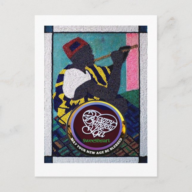 Cartão Postal Trabalho de contas e trabalho de serra de rolagem  (Frente)