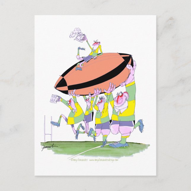 Cartão Postal trabalho em equipe de rugby, tony fernandes (Frente)