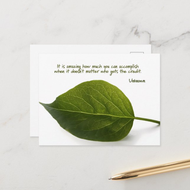 Cartão Postal "Trabalho em equipe incrível" Citação Inspiraciona (Frente/Verso In Situ)