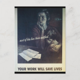 Cartão Postal Trabalho salva vidas na 2ª Guerra Mundial