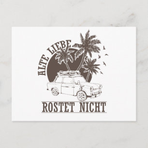 Cartão Postal Trabi DDR Pappe "Alte Liebe rostet nicht"