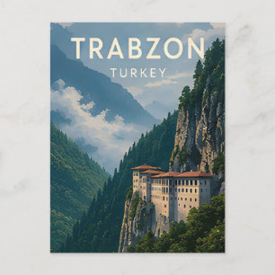 Cartão Postal 🌲 Trabzon Turquia Mosteiro de Montanha Vistas do