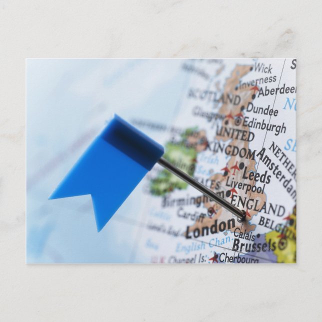 Cartão Postal Trace o pino colocado em Londres, Reino Unido no (Frente)
