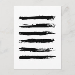 Cartão Postal Traços mínimos do Pincel Preto e Branco