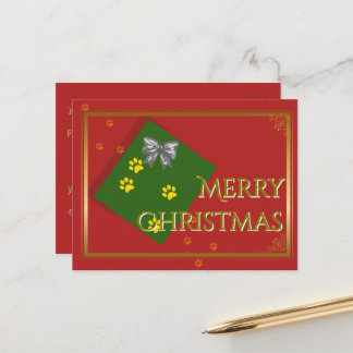 Cartão Postal Traditional Christmas Postcard - Gold Typography