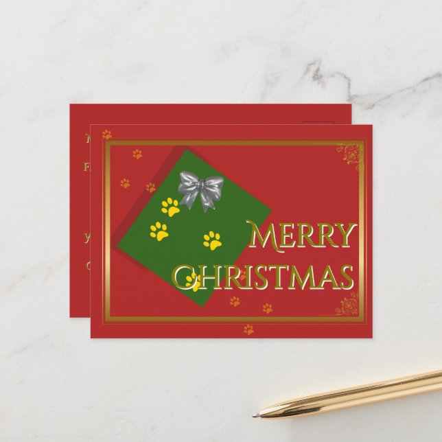 Cartão Postal Traditional Christmas Postcard - Gold Typography (Frente/Verso In Situ)