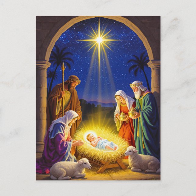 Cartão Postal Traditional Nativity Holy Family (Frente)