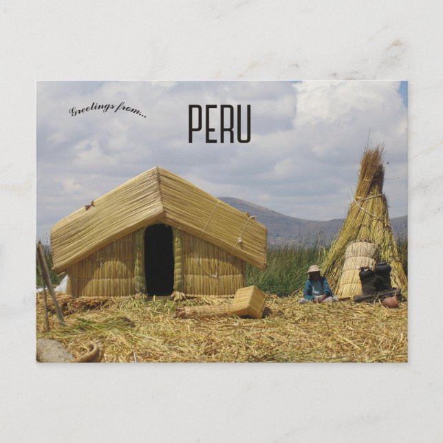 Cartão Postal Traditional Village Lake Titicaca Peru (Frente)