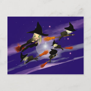 Cartão Postal Tráfego de Bruxas de Halloween