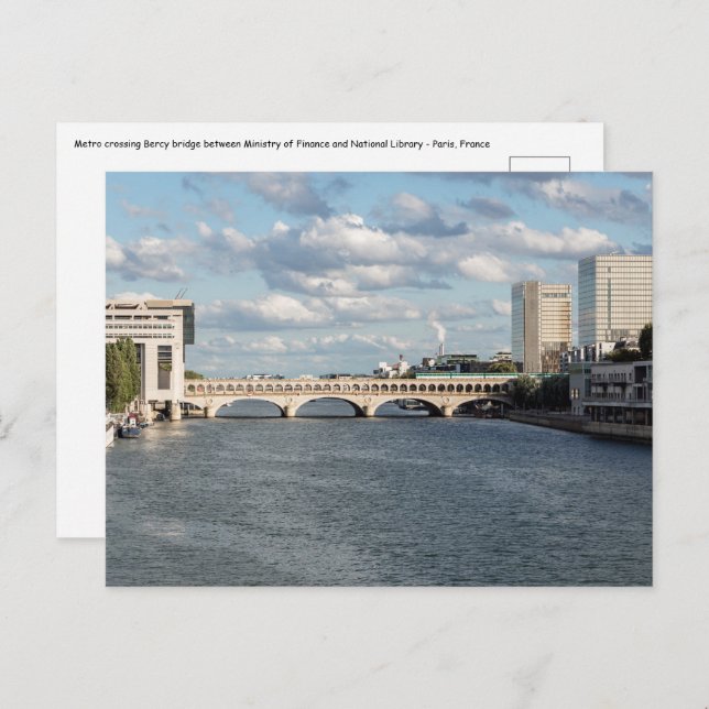 Cartão Postal Tráfego do Metro na Ponte Bercy - Paris (Frente/Verso)