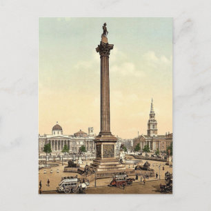 Cartão Postal Traffic Square e National Gallery, Londres, Eng