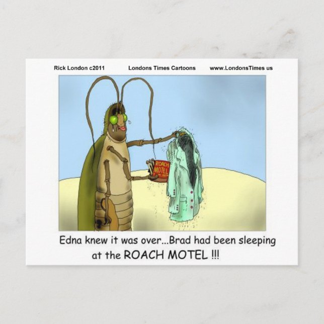 Cartão Postal Tragédia @ Roach Motel Funny Oferece Camisetas Mág (Frente)