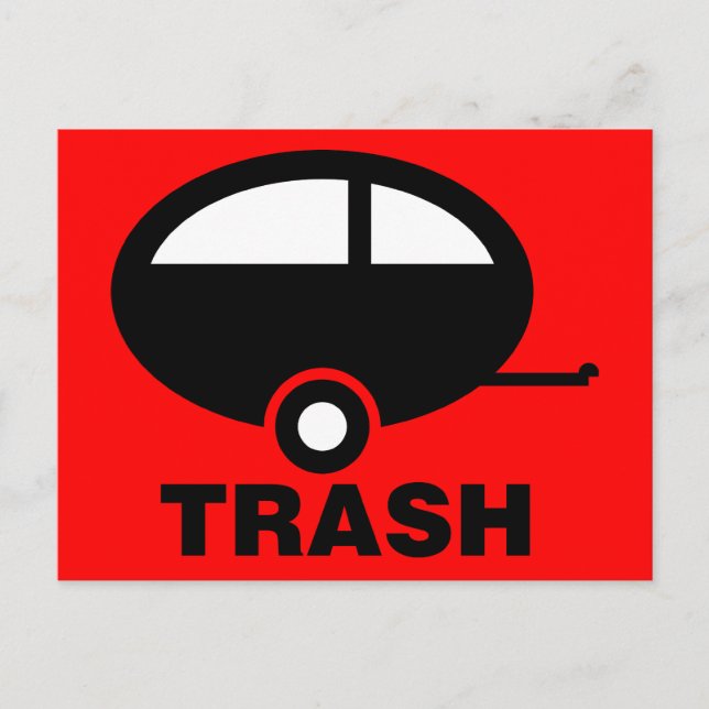 Cartão Postal Trailer Trash ~ RV Viagem Camping (Frente)