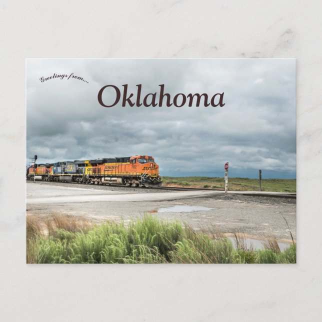 Cartão Postal Train in Oklahoma on a Cloudy Day (Frente)