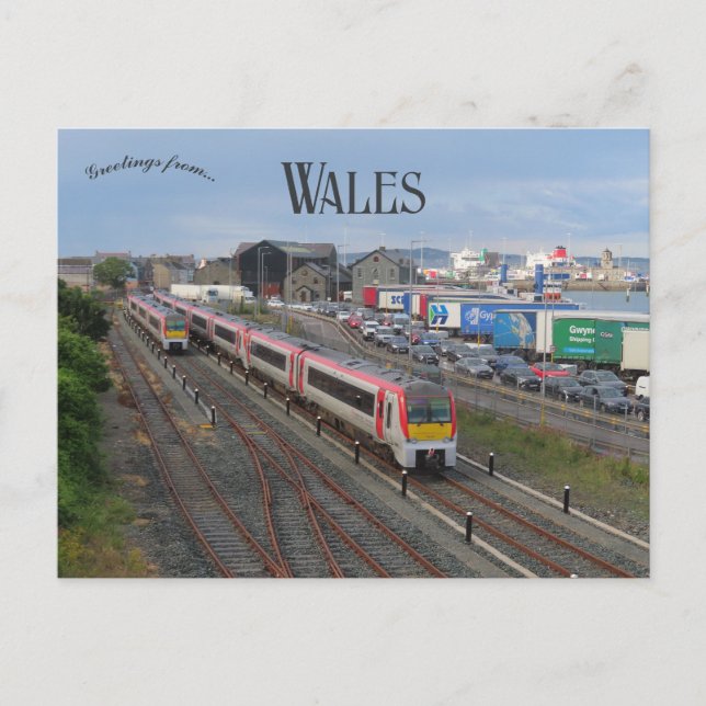 Cartão Postal Trains in Holyhead Wales (Frente)