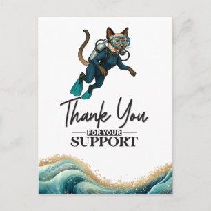 Cartão Postal Traje Molhado Azul de Mergulho do Gato Scuba