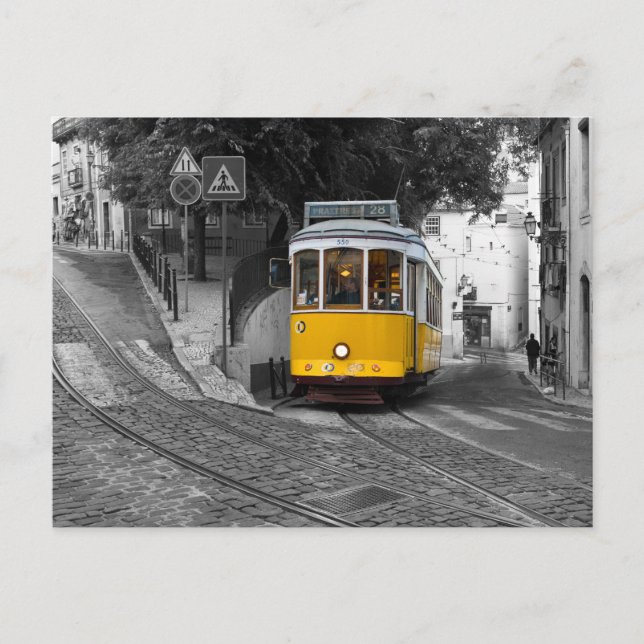 Cartão Postal Trama amarela clássica em Lisboa. (Frente)