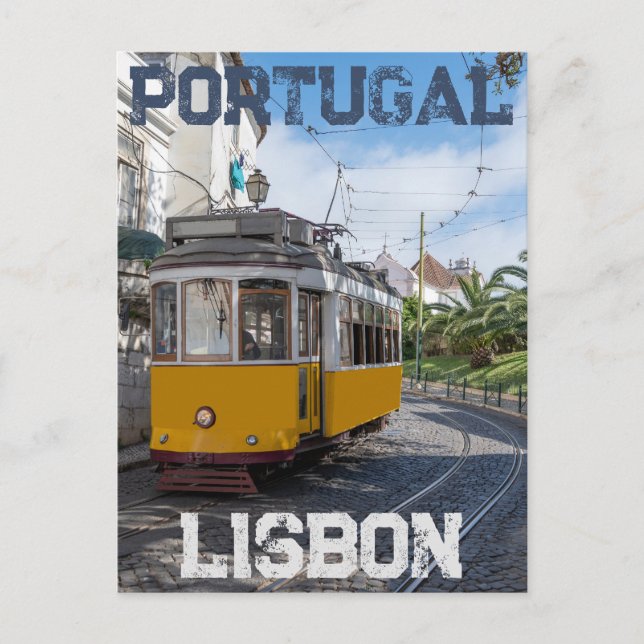 Cartão Postal Trama amarela na rua em Lisboa, Portugal (Frente)