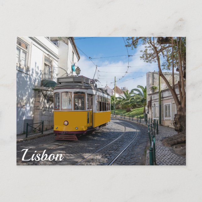 Cartão Postal Trama amarela na rua em Lisboa, Portugal (Frente)