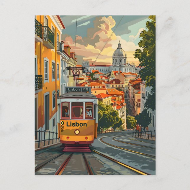 Cartão Postal Tramlines de Lisboa: Navegando no Skyline da Cidad (Frente)