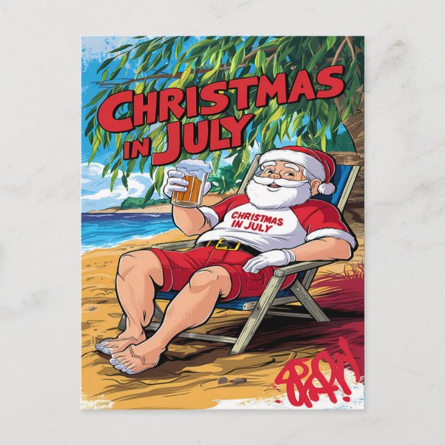 Cartão Postal Tranquilo à noite: Papais noeis que apreciam Cerve (Frente)