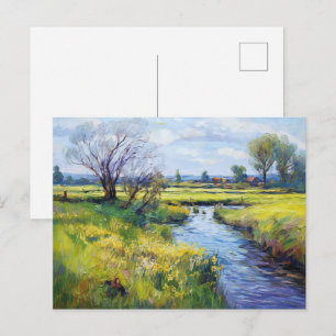Cartão Postal Tranquilo riacho de verão na paisagem de Havelland