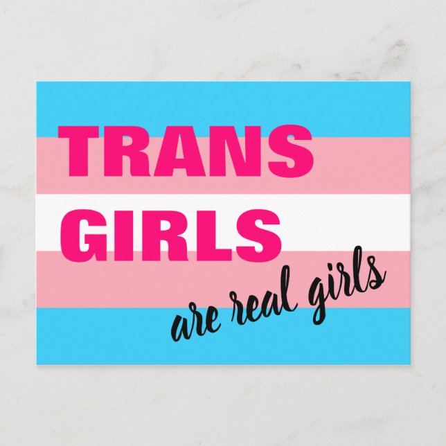 Cartão Postal Trans Girls Are Real Girls Transgender Flag (Frente)