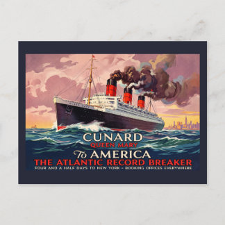 Cartão Postal Transatlântico Cunard Queen Mary Oceano Liner