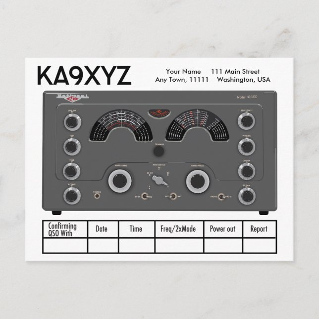 Cartão Postal Transceptor Rádio Nacional Clássico NC-183D QSL (Frente)
