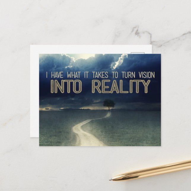Cartão Postal "Transformar a visão em realidade" Afirmação de Mo (Frente/Verso In Situ)