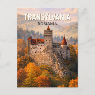Cartão Postal Transilvania Romênia Ilustração Arte de Viagem Vin